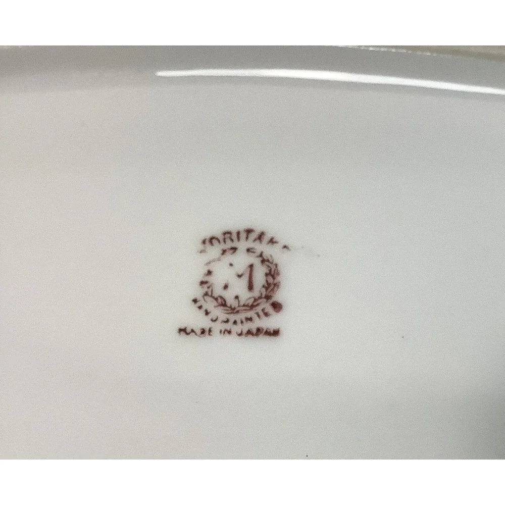 Noritake Lusterware‎ Relish Dish Peach White Floral Pattern Hand Painted Japan